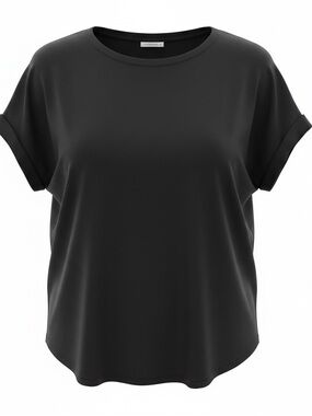 Everyday Roll-Sleeve Crew Tee - Black